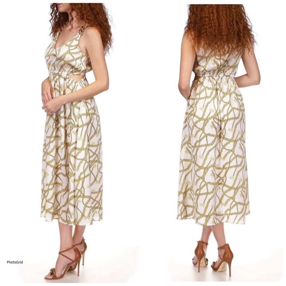 Michael Kors Gold Logo Side Cut Out Dress - Picture 2 of 3